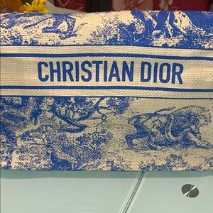 Christian Dior Blue and White Straw Tote-Never Worn !!